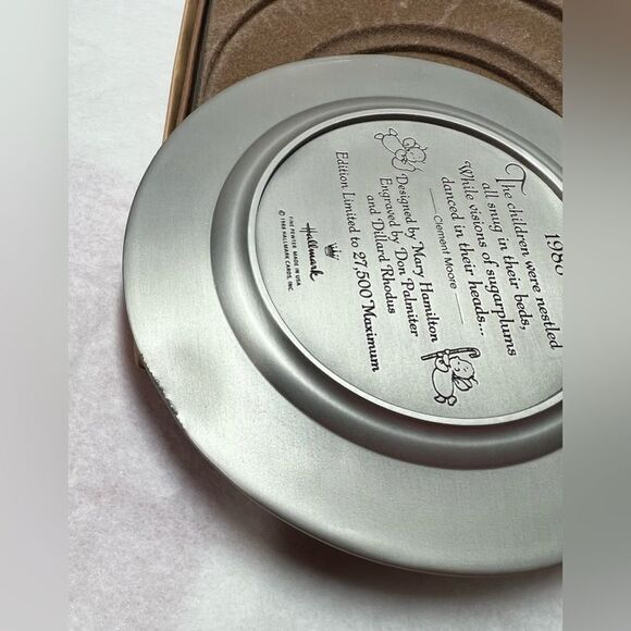Vintage 1988 Hallmark Visions of Sugarplums Pewter Plate Ltd  Edition in Box 6" - Picture 5 of 8